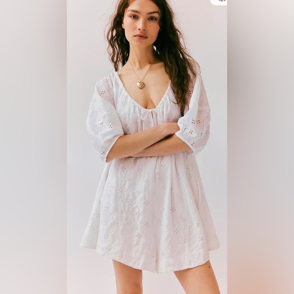 NWT FREE PEOPLE Bop Around Romper | Clean Ivory MSRP $128 CURRENT/SOLD OUT COLOR